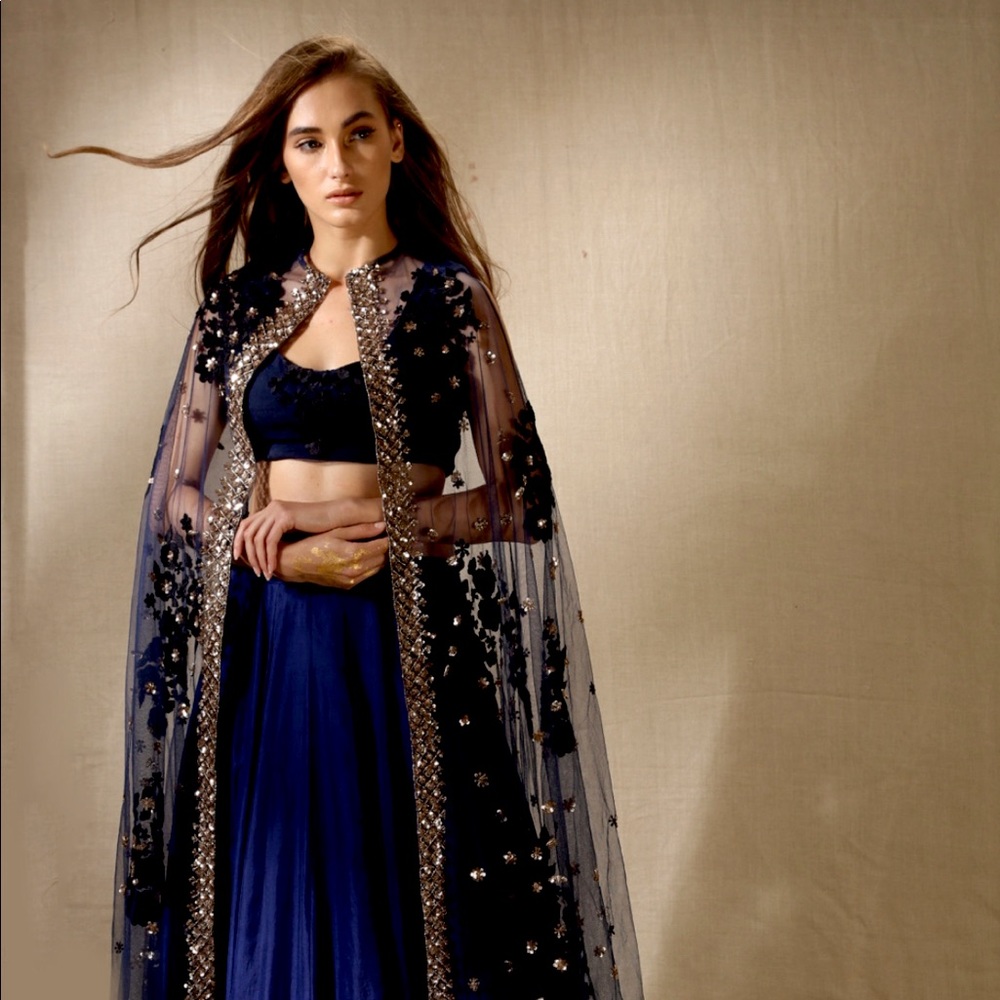 Astha Narang royal blue Indian lehenga / perfect for Diwali & festive season